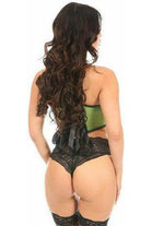 Lavish Neon Green Fishnet & Faux Leather Lace - Up Short Bustier Top - Daisy Corsets