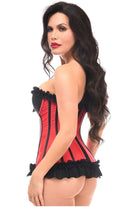 Lavish Red/Black Lycra Hook & Eye Stretch Bustier Corset - Daisy Corsets