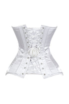 Lavish White Satin Front Zipper Overbust Corset - Daisy Corsets