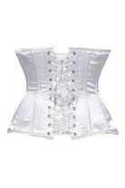 Lavish White Satin Underbust Corset Waist Cincher Busk Closure - Daisy Corsets