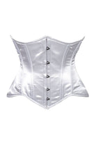 Lavish White Satin Underbust Corset Waist Cincher Busk Closure - Daisy Corsets