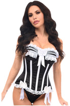 Top Drawer Black/White Steel Boned Burlesque Corset - Daisy Corsets