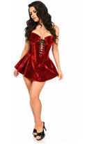 Top Drawer Dark Red Velvet Steel Boned Corset Dress - Daisy Corsets