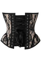 Top Drawer Nude w/Black Lace Steel Boned Underwire Bustier Corset - Daisy Corsets