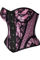Top Drawer Pink w/Black Lace Steel Boned Underwire Bustier Corset - Daisy Corsets