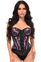 Top Drawer Pink w/Black Lace Steel Boned Underwire Bustier Corset - Daisy Corsets