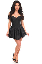 Top Drawer Steel Boned Black Brocade & Taffeta Corset Dress - Daisy Corsets