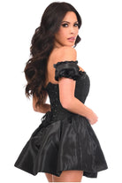 Top Drawer Steel Boned Black Brocade & Taffeta Corset Dress - Daisy Corsets