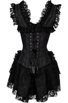 Top Drawer Steel Boned Black Lace Victorian Corset Dress - Daisy Corsets