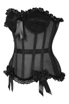 Top Drawer Steel Boned Black Mesh Underwire Bustier Corset - Daisy Corsets