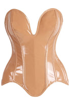 Top Drawer Steel Boned Caramel Patent Plunge Neckline Overbust Corset - Daisy Corsets