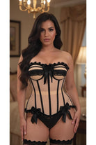 Top Drawer Steel Boned Nude & Black Mesh Underwire Bustier Corset - Daisy Corsets