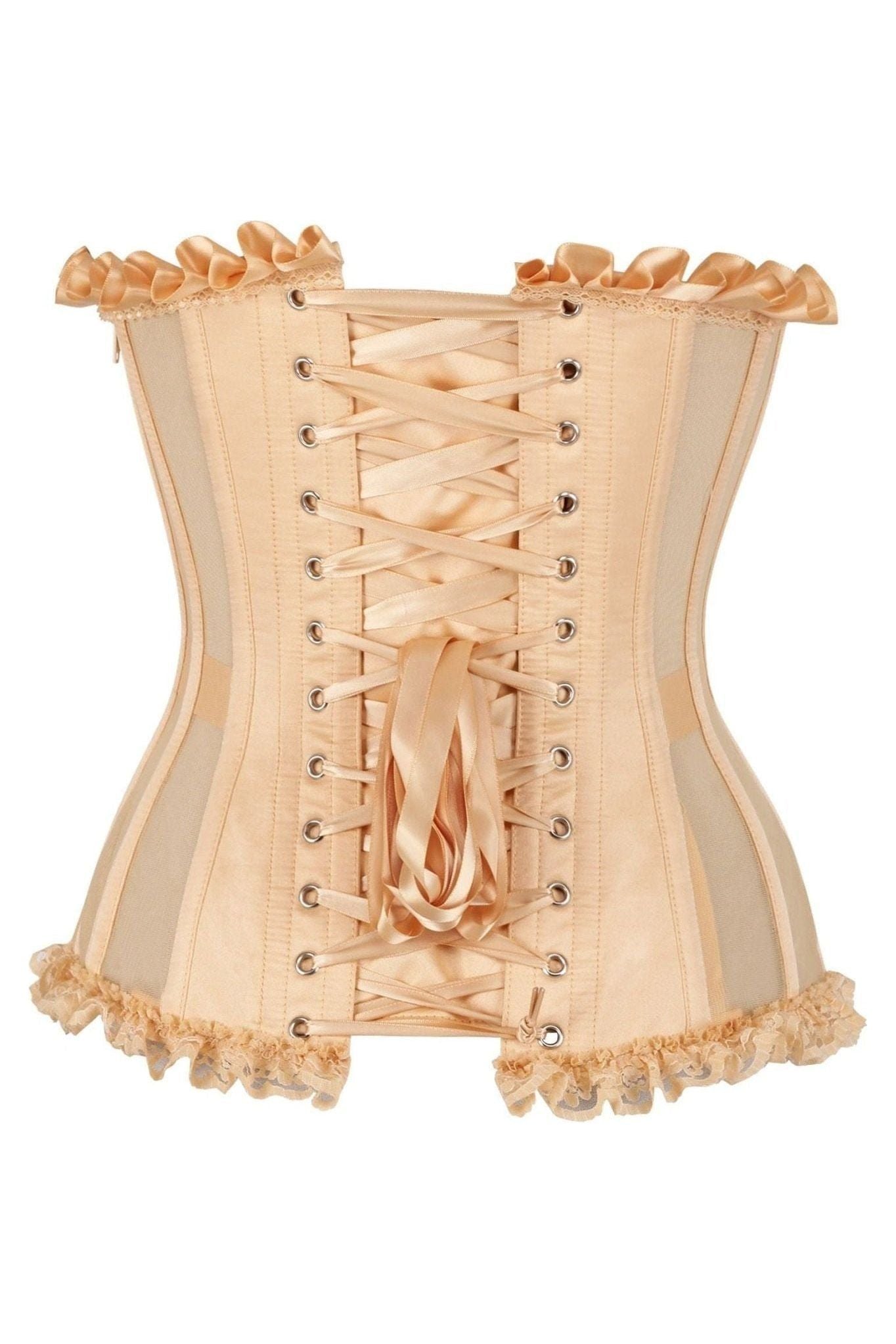 Top Drawer Steel Boned Nude Mesh Underwire Bustier Corset - Daisy Corsets