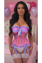 Top Drawer Steel Boned Pink/Purple Mesh Underwire Bustier Corset - Daisy Corsets