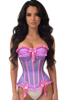 Top Drawer Steel Boned Purple/Pink Mesh Underwire Bustier Corset - Daisy Corsets