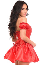 Top Drawer Steel Boned Red Brocade & Taffeta Corset Dress - Daisy Corsets