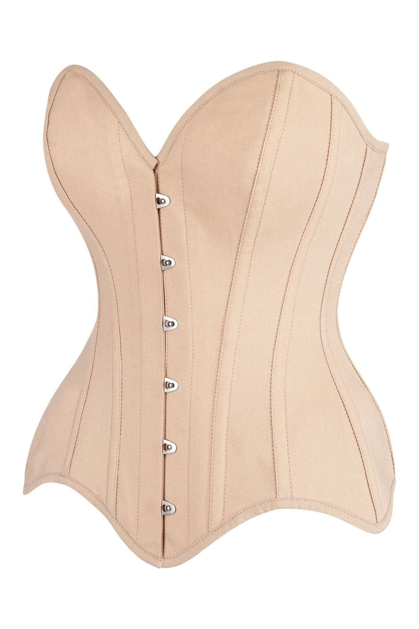 Top Drawer Tan Cotton Steel Boned Overbust Corset - Daisy Corsets
