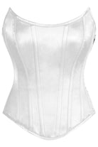 Top Drawer White Satin Steel Boned Overbust Corset w/Side Zipper - Daisy Corsets